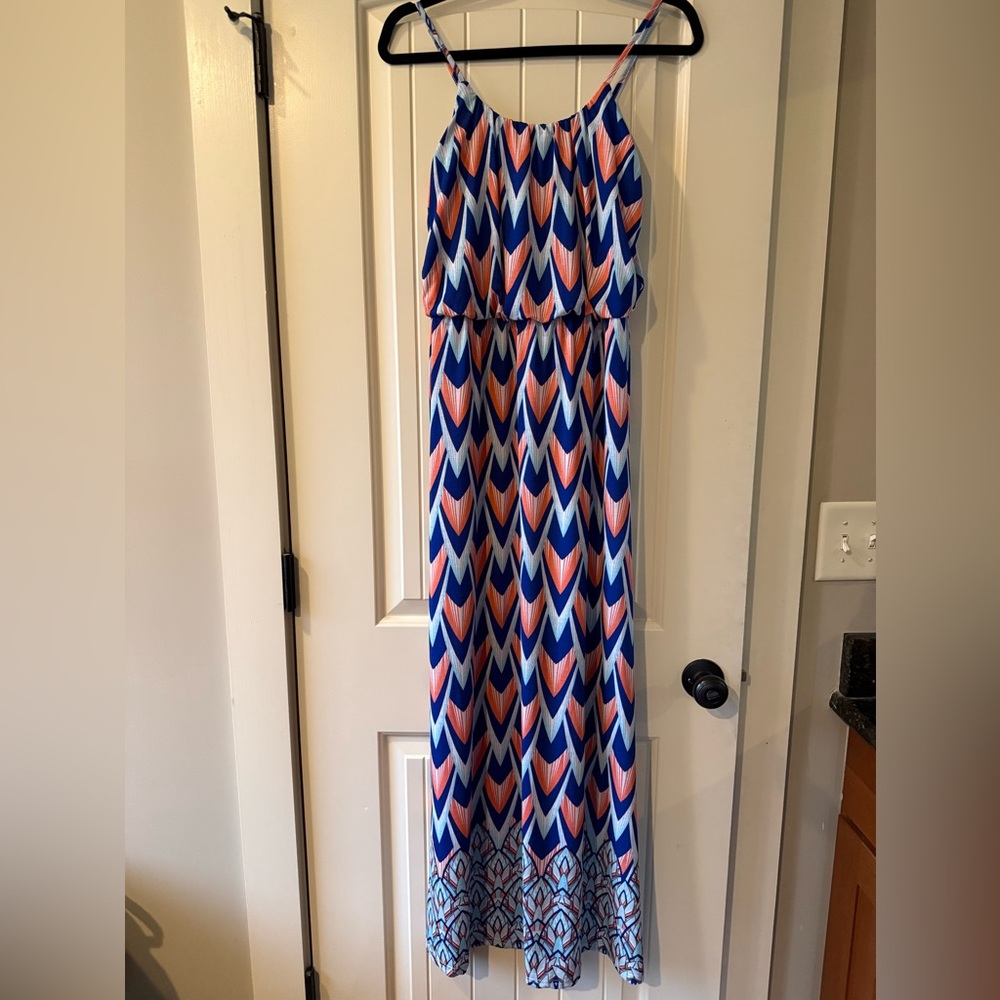 Alya Strapless Chevron Maxi Dress